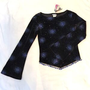 Vintage 2000s glitter galaxy party top